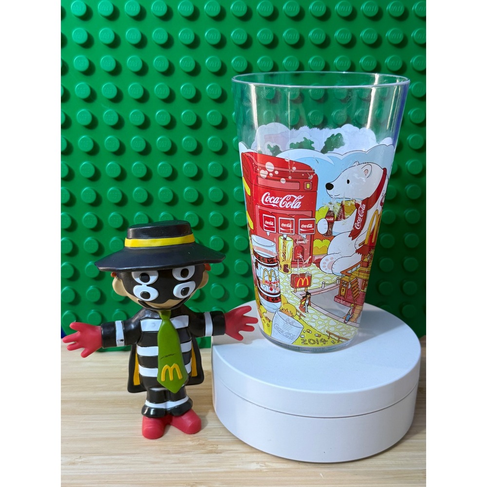 McDonalds Cactus Plant Flea Market Hamburglar Figure & Coca-Cola Collector Glass